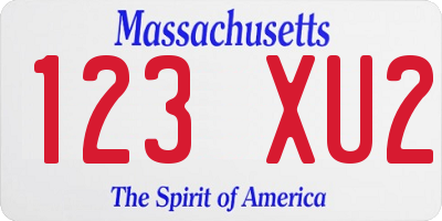 MA license plate 123XU2