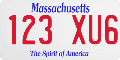 MA license plate 123XU6
