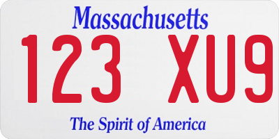 MA license plate 123XU9