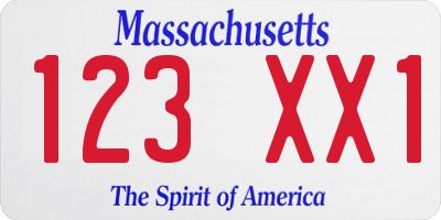 MA license plate 123XX1