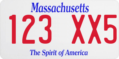 MA license plate 123XX5