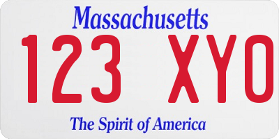 MA license plate 123XY0