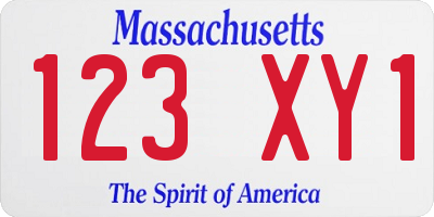 MA license plate 123XY1