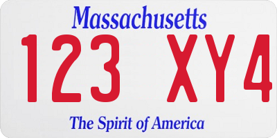 MA license plate 123XY4