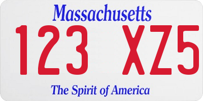MA license plate 123XZ5