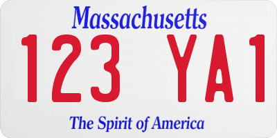MA license plate 123YA1