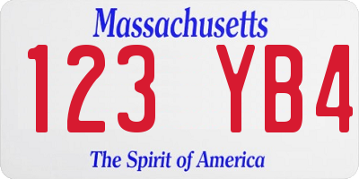 MA license plate 123YB4