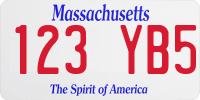 MA license plate 123YB5