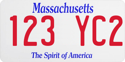MA license plate 123YC2