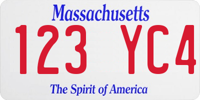 MA license plate 123YC4