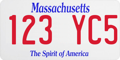 MA license plate 123YC5