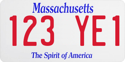 MA license plate 123YE1