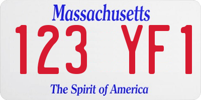 MA license plate 123YF1