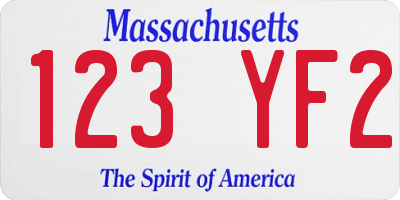MA license plate 123YF2