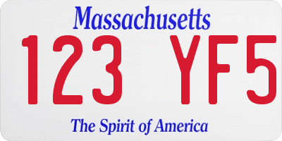 MA license plate 123YF5