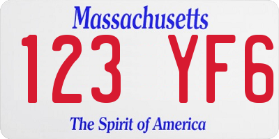 MA license plate 123YF6