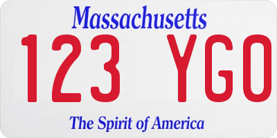 MA license plate 123YG0