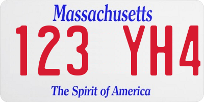 MA license plate 123YH4