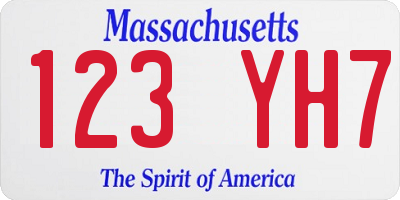 MA license plate 123YH7