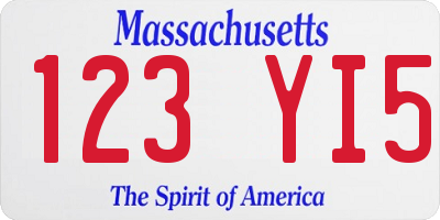 MA license plate 123YI5