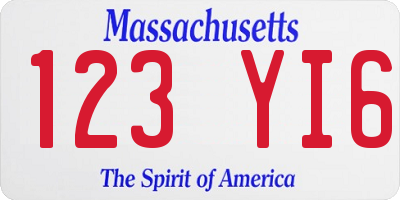 MA license plate 123YI6