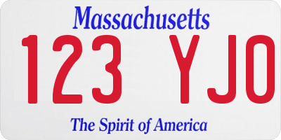 MA license plate 123YJ0
