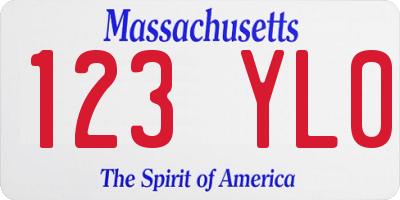 MA license plate 123YL0