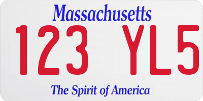 MA license plate 123YL5