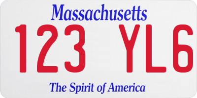 MA license plate 123YL6