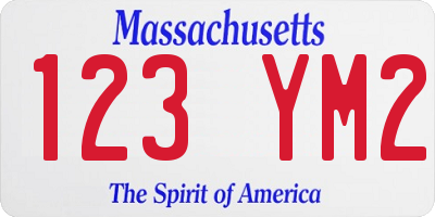 MA license plate 123YM2