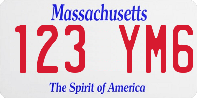 MA license plate 123YM6