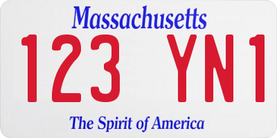 MA license plate 123YN1