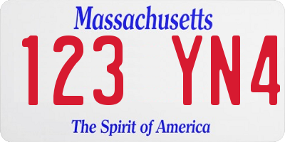 MA license plate 123YN4