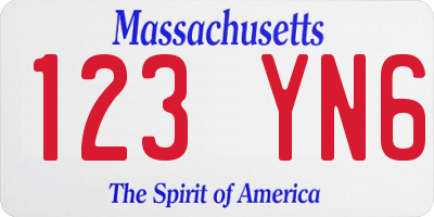 MA license plate 123YN6