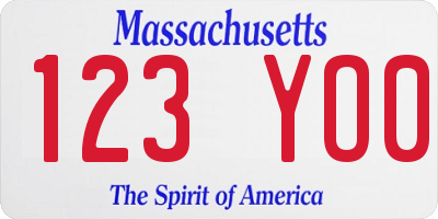 MA license plate 123YO0