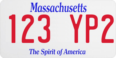 MA license plate 123YP2