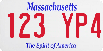 MA license plate 123YP4