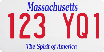 MA license plate 123YQ1