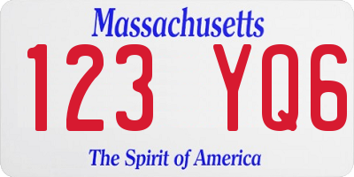 MA license plate 123YQ6
