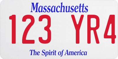 MA license plate 123YR4