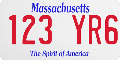 MA license plate 123YR6