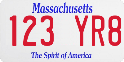 MA license plate 123YR8