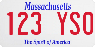 MA license plate 123YS0