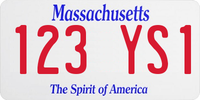 MA license plate 123YS1
