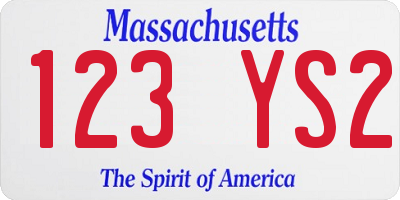MA license plate 123YS2
