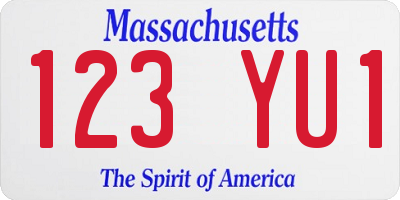 MA license plate 123YU1