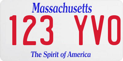 MA license plate 123YV0