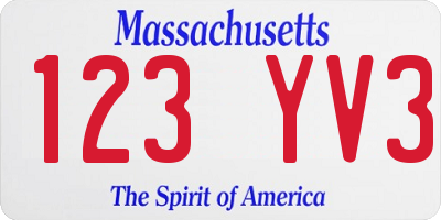 MA license plate 123YV3