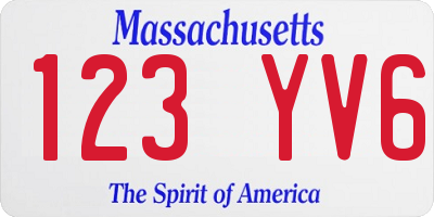 MA license plate 123YV6