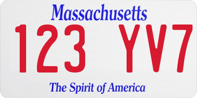 MA license plate 123YV7